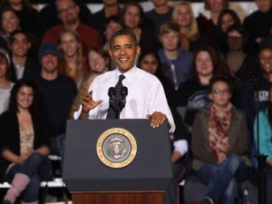 obama talks to students